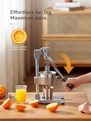 QCen Manual Citrus Juicer Cast Iron Heavy Duty Orange Press - color: Silver
