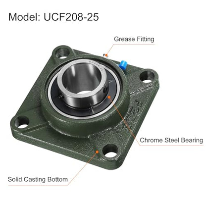 uxcell 2pcs UCF208-25 Pillow Block Bearings 1-9/16 in Bore Self Alignment - size: UCF208-25