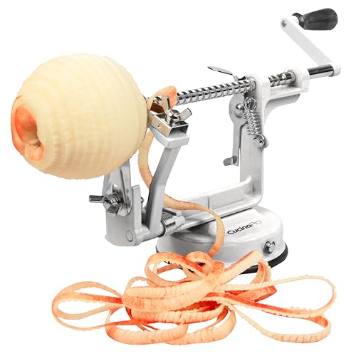 Apple Peeler and Corer, Durable Heavy Duty Chrome Cast Iron, Suction Base - color: White