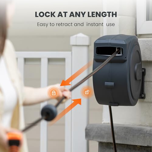 Giraffe Tools Retractable Garden Hose Reel 1/2"78FT Metal Bracket - size: 1/2 78FT