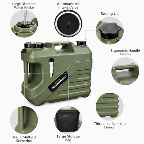 SPACEREST Portable Camping Shower with 5-Gallon Water Jug, 2 Batteries