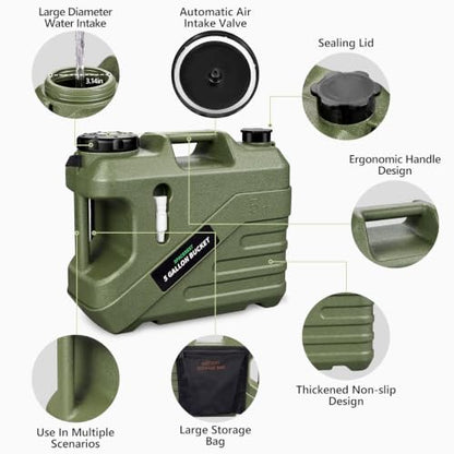 SPACEREST Portable Camping Shower with 5-Gallon Water Jug, 2 Batteries