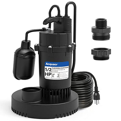 Acquaer 1/2HP Submersible Sump Pump 4060GPH Clean/Dirty Water Pump - size: 1/2HP 4060GPH