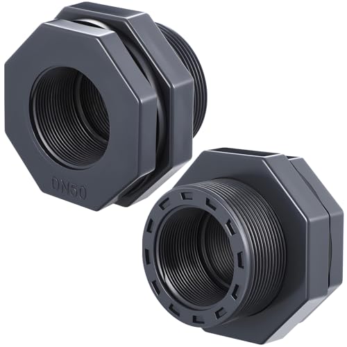 2 Pcs 2 Inch Bulkhead Fitting PVC Npt Tank Connector - size: 2 Inch