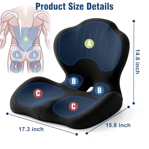 Car Seat Cushion Office Chair Cushion with Lumbar Support Pillow - color: Black