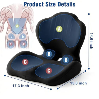 Car Seat Cushion Office Chair Cushion with Lumbar Support Pillow - color: Black