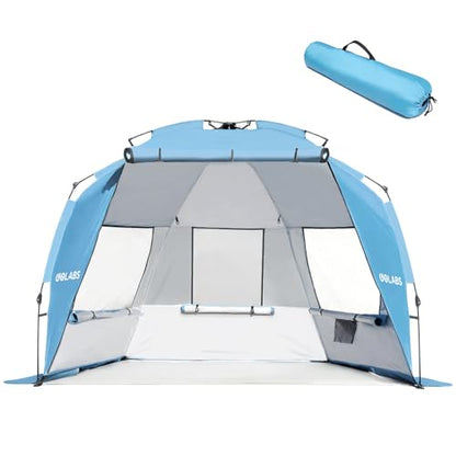 Golabs BT1 Pop up Beach Tent for 3 Person, 1-Min Setup by Pre-Attached Pole - color: BLUE