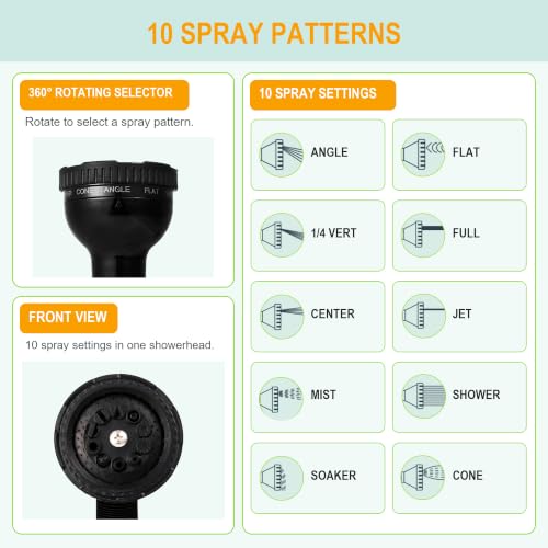 8L/2.1-Gal Portable Shower for Beach & Camping, 10 Spray Patterns - color: Orange-8L
