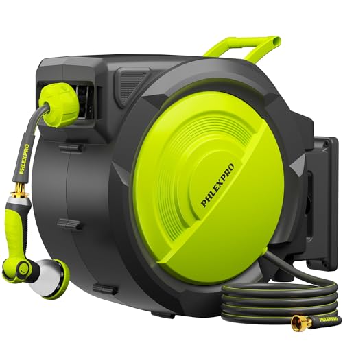110 FT 5/8" Retractable Garden Hose Reel, Wall Mount - color: Upgrade-green, size: 110FT-5/8"