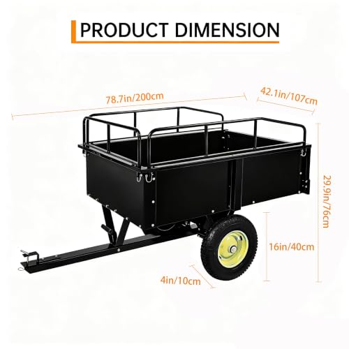 Garvee Garden Utility Trailer, 17 Cu. Ft & 750 LBS Capacity for ATV UTV - size: 750 LBS