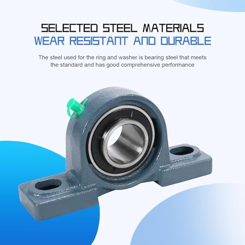 2 Pack UCP207-20 Pillow Block Bearing, 1-1/4 inch Bore Pillow Block Mounted Ball Bearings, Solid Cast Iron Base, Self-Alignment, Heavy Duty - size: UCP207-20