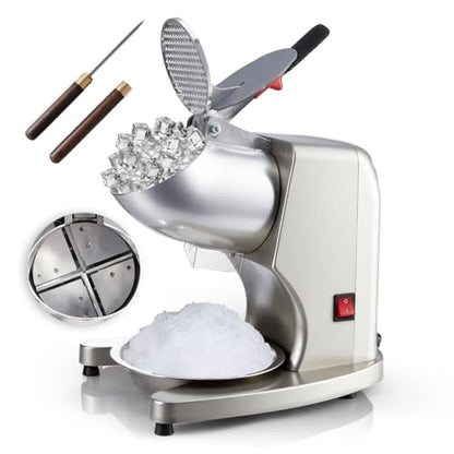 Shaved Ice Machine 300W Electric Ice Crusher 4 Blades Ice Crusher Shaver 2200 RPM Snow Cone Machine 286 lbs/hr Ice Shaving Machine for Home and Commercial - size: 300F