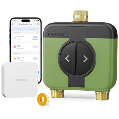 meross WiFi Water Timer for Garden Hose, Rain Skip, Remote Control, IP65 - size: WiFi Water Timer with Hub