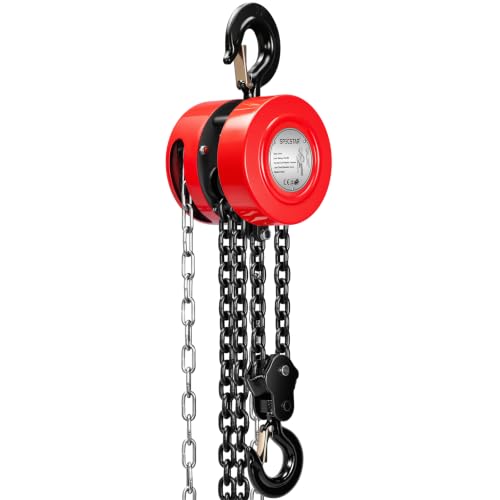 SPECSTAR Hand Chain Hoist 2 Ton 4400 Lbs Capacity 10 Feet with 2 Hooks - color: Red, size: 2 Ton