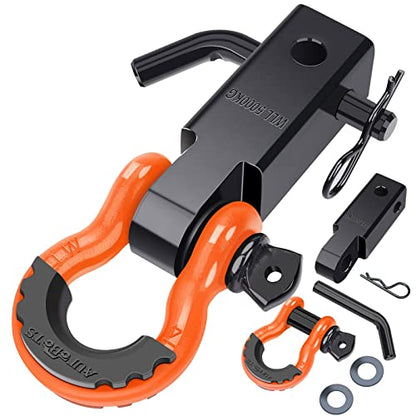 AUTOBOTS Shackle Hitch Receiver 2", Heavy Duty Recovery Hitch Orange - color: ORANGE-BLACK