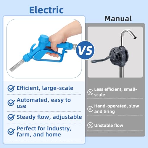 Electric Drum Barrel Pump, 55 Gallon Drum Pump Electric, 12V DC/120V AC
