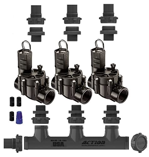 Rain Bird Premium Valve Manifold System 100DV No Flow Control - Heavy Duty Action Machining Parts - 3/4" & 1" Slip (3 Zone)