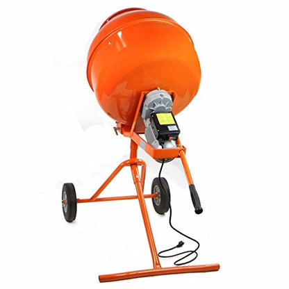 Stark USA 1/2hp 5.0 CU FT Portable Electric Concrete Cement Mixer Barrow Machine Mixing Mortar for Stucco Mortar Seeds Fodder with Handle Stand and Wheel, Orange
