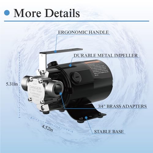 120V Electric Water Transfer Pump 330 GPH for Barrel,Pools, Aquariums - color: Black