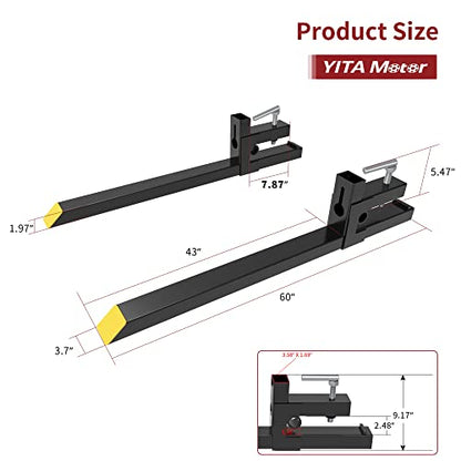 YITAMOTOR 60" Clamp on Pallet Forks, 4000lbs Skid Steer Tractor Bucket Fork - size: 60 Inch 4000LBS