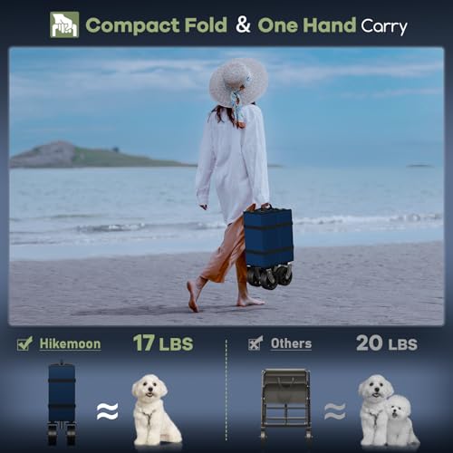 HIKEMOON 150L Collapsible Wagon Compact with Big Wheels, 420LBS Blue - color: Navy Blue