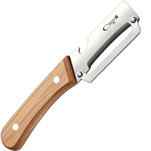 Maxjoy Vegetable Peeler, Stainless Steel Wooden Handle for Potato, Fruit - color: Brown#Silver