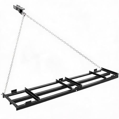 Heavy Duty Drag Harrow 4FT with Φ6mm Galvanized Chain – Tow Behind Driveway Grader for ATV UTV Tractor – Carbon Steel Landscape Leveling Rake for Gravel Driveway Lawn Field Soil (Black/Green) - color: Black, size: 4FT