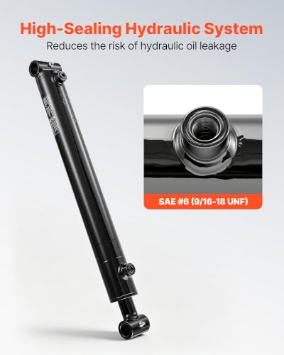 VEVOR Double Acting Hydraulic Cylinder, 2" Bore x 16" Stroke, Max 3500PSI Hydraulic Cylinder, Heavy-Duty Welded Cross Tube Cylinders with 1" Pin Hole & SAE #6 Port for Agricultural Machinery, Tractors - size: 2x16