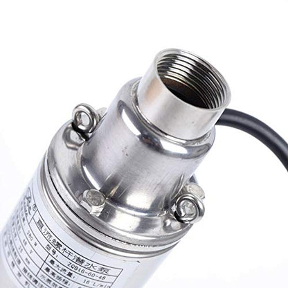 280W 48V Solar Water Pump Deep Well Submersible Pump, Pure Copper Motor, Stainless Steel Deep Well Submersible Centrifugal impel Max.Lift 60M 16L/min for Ship Boat Fish Ponds agricultural irrigation