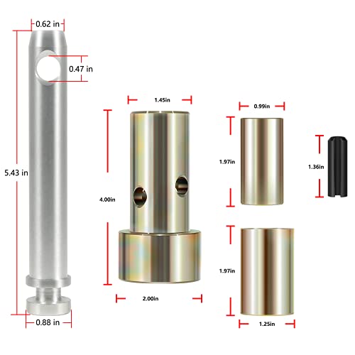 Cat 1 Quick Hitch Adapter Bushing Kit and S07070200 Cat 1 Top Link Pin Fits Category I 3-Point Hitch Tractors