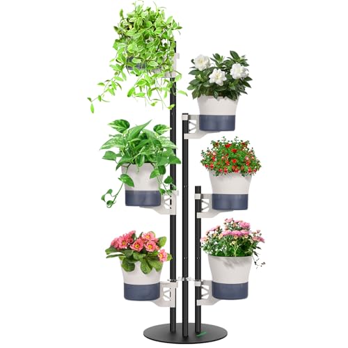 VIVOSUN Metal Plant Stand, 6-Tier Vertical Planter Tower with Self-Watering - size: 6-Tier-White