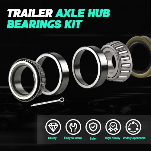 2 Set Boat Trailer Axle Bearing Kits L44643/L44610 and 12192TB Seals OD 1.980'' for 1'' 2000-2200 Lbs Spindle Axles, Trailer Wheel Hub Bearings Kit with Dust Cover and Cotter Pin - color: 2 Sets L44643 L44610 Bearings