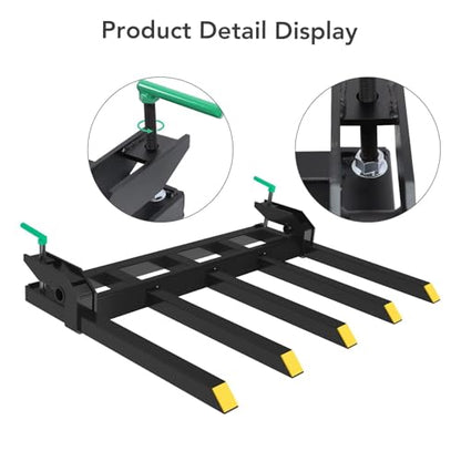 Heavy Duty Clamp-on Debris Forks for 48" Bucket, 2500 Lbs Capacity