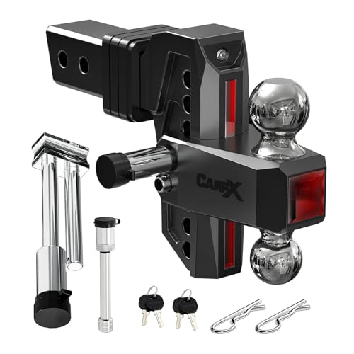 Adjustable Trailer Hitch Fits 2.5" Receiver 6-Inch Drop/Rise, Black - color: 2.5 inch Receiver-Black