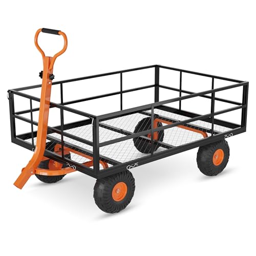 Steel Garden Cart Heavy Duty Utility Wagon with Sides, 1200 lbs - size: 1200LBS