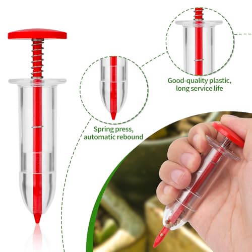 Gosknor 11pcs Mini Handheld Seed Spreader Kit, Plastic Small Sowing Seed Seeder Tiny Manual Planter Dispenser Seedlings Dibber and Widger Carrot Tool for Lettuce Grass and Spinach