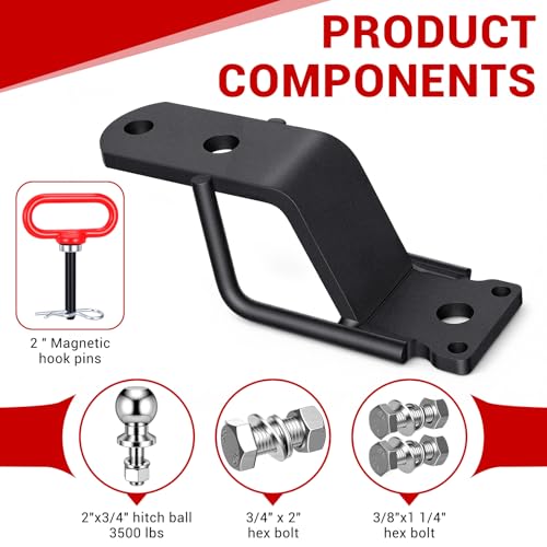 Timtin 3-Way ATV/UTV Trailer Hitch Adapter with 2'' Ball Head, 3500 Lbs