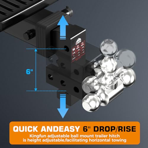 Kingfun Adjustable Trailer Hitch- Drop Hitch 2.5 inch Receiver 6" Drop/Rise - color: Black, size: 2.5"Receiver- 6"Rise/Drop Hitch