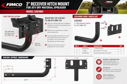 Fimco 5301901 2" Receiver Hitch Mount For ATV Dry Material Spreader (ATV-DMS-12V)