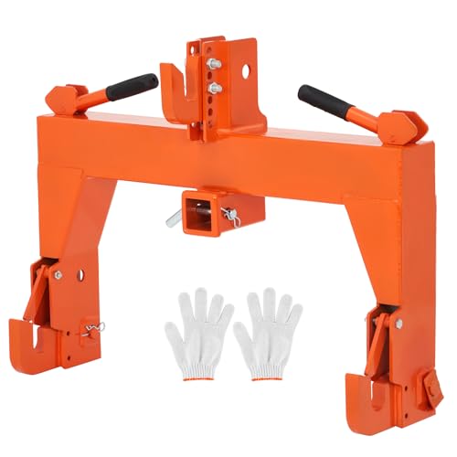 Heavy Duty 3-Point Quick Hitch Adapter for Category 1 Tractors, 3000 lbs Lift Capacity, 2" Receiver, 5-Level Adjustable Bolt, Reinforced, No Welding, Fast Connect Add a Pair of - color: Orange1
