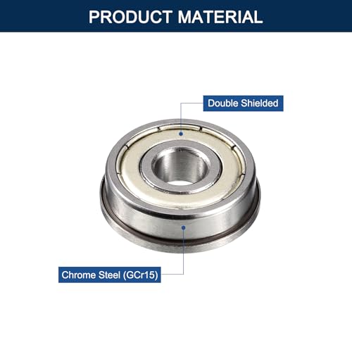 F698ZZ Flanged Ball Bearing, ID 8mm x OD 19mm x Width 6mm Miniature Bearings, Double Metal Shielded Deep Groove Bearings, Pre-Lubricated (GCr15) Chrome Steel 10pcs - size: F698ZZ 8mmx19mmx6mm
