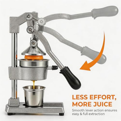 Jusfoouo Cast Iron Citrus Juicer with Stainless Steel Cup, Grey - color: Grey
