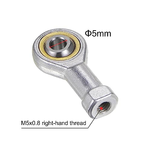 uxcell 4pcs SI5TK PHSA5 M5 Female Rod End Bearing M5x0.8 Right Hand Thread, Self-Lubricating Joint Rod Ends, Includes Jam Nut - size: M5