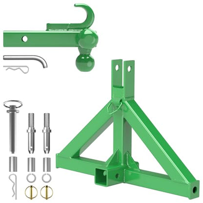 3 Point Trailer Hitch 2” Receiver for Cat 1 Tractor Quick Hitch Attachment - color: Green