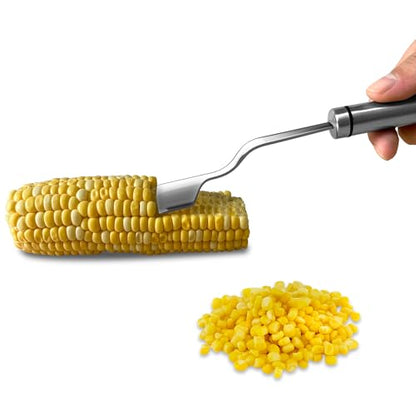 Long Handle Corn Peeler, Stainless Steel Corn Cob Stripper & Curved Blade - size: Long Handle