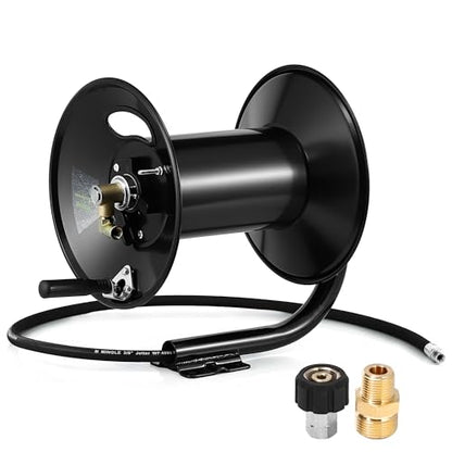 M MINGLE Pressure Washer Hose Reel 200ft x 3/8" / 350ft x 1/4", 4000 PSI - size: 200FT