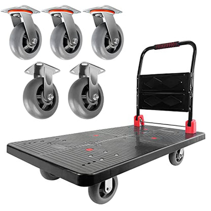 Foldable Platform Truck, 1600 LBS Push Cart with Five 6'' Wheels, 43" x 25" - color: 1600lbs