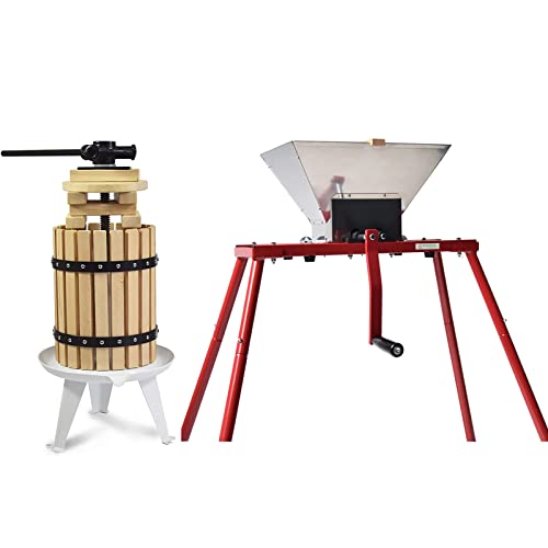 SQUEEZE master Fruit Apple Cider Wine Classic Press- 1.6 Gallon with Fruit Apple Wine Classic Crusher With Stand