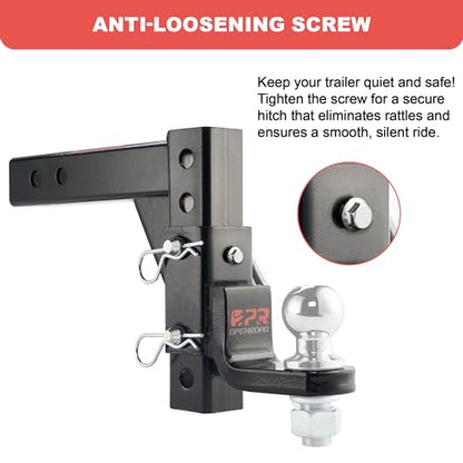 OPENROAD Adjustable Trailer Hitch Ball Mount for 2-Inch Receiver - style: Hitch Ball Mount-No Ball