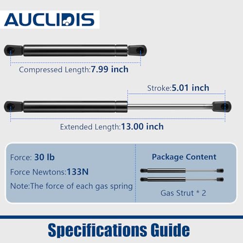 C16-04464 13 inch 30lb/133N Gas Strut Shock Spring Lift Support for Leer ATC Camper Shell Truck Topper Cap Canopy Door Windows Toolbox Snugtop Replacement Parts, C16-04464a, Set of 2 by AUCLIDIS - size: 13in/30lb